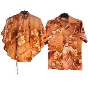 His & Hers Set VINTAGE Aloha Shirt Hawaii "Pomare" Luau Rare Poncho Size M?